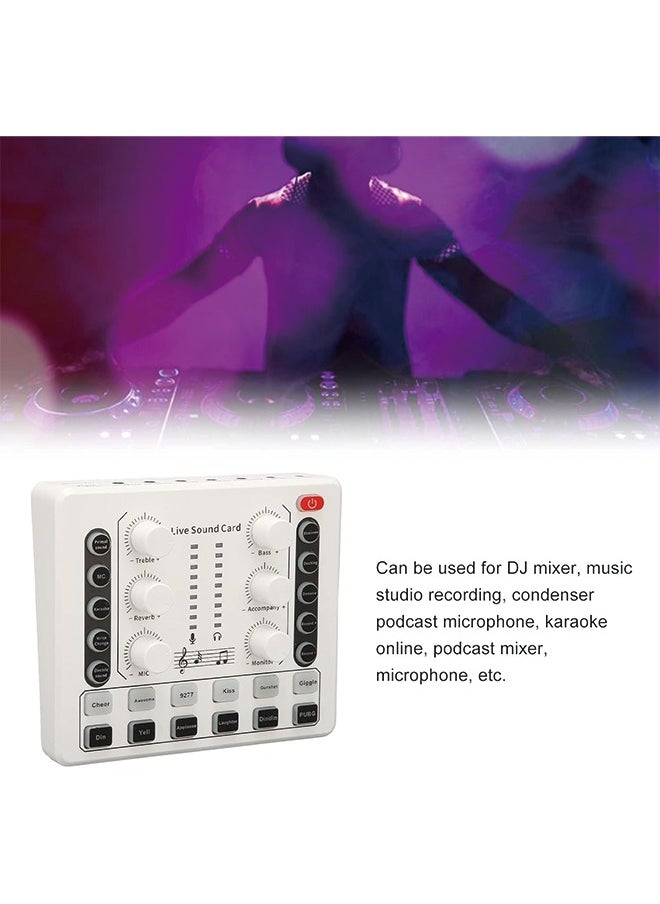 Generic - M8 Podcast Live Sound Card, Multiple Sound Effects Voice Changing Mini Sound Mixer Board for Live Streaming Home KTV Singing - Image 1