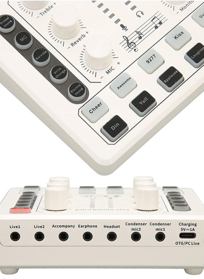 Generic - M8 Podcast Live Sound Card, Multiple Sound Effects Voice Changing Mini Sound Mixer Board for Live Streaming Home KTV Singing - Image 1