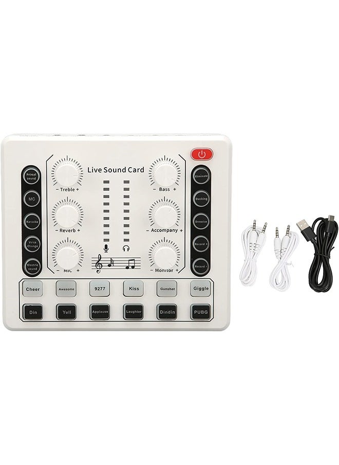 Generic - M8 Podcast Live Sound Card, Multiple Sound Effects Voice Changing Mini Sound Mixer Board for Live Streaming Home KTV Singing - Image 1