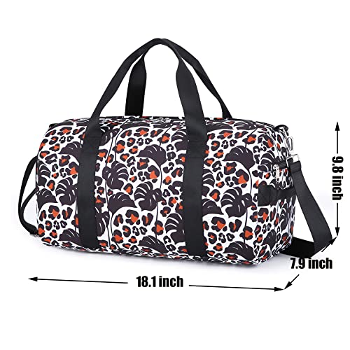 Dorlubel Dance Bag Girls Gymnastics Duffle Bag with Shoe Compartments Kids Unicorn Overnight Travel Sports Ballet Bag for Teens Weekender Sleepover Carry On White Plant - Image 3