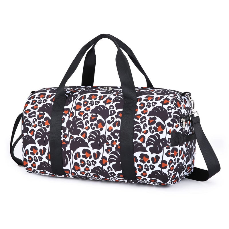 Dorlubel Dance Bag Girls Gymnastics Duffle Bag with Shoe Compartments Kids Unicorn Overnight Travel Sports Ballet Bag for Teens Weekender Sleepover Carry On White Plant - Image 2