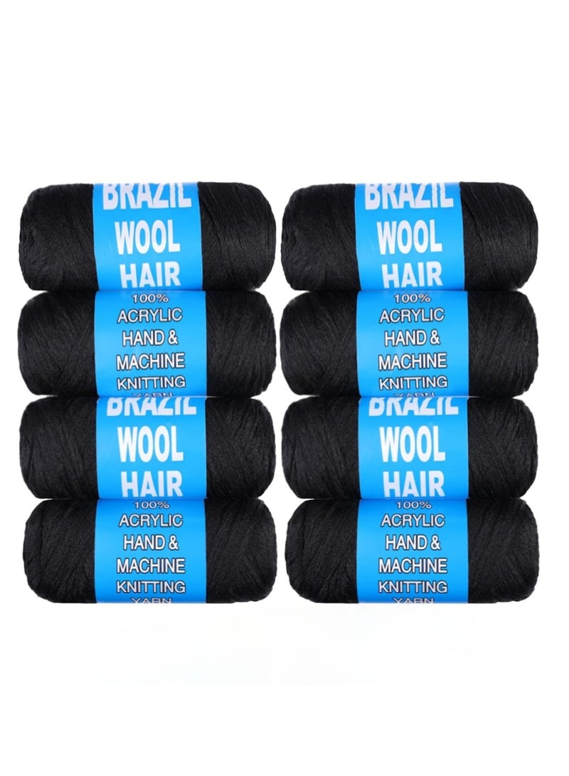 8 Brazilian Wool Synthetic Hair Rollers (#Black) - Image 1