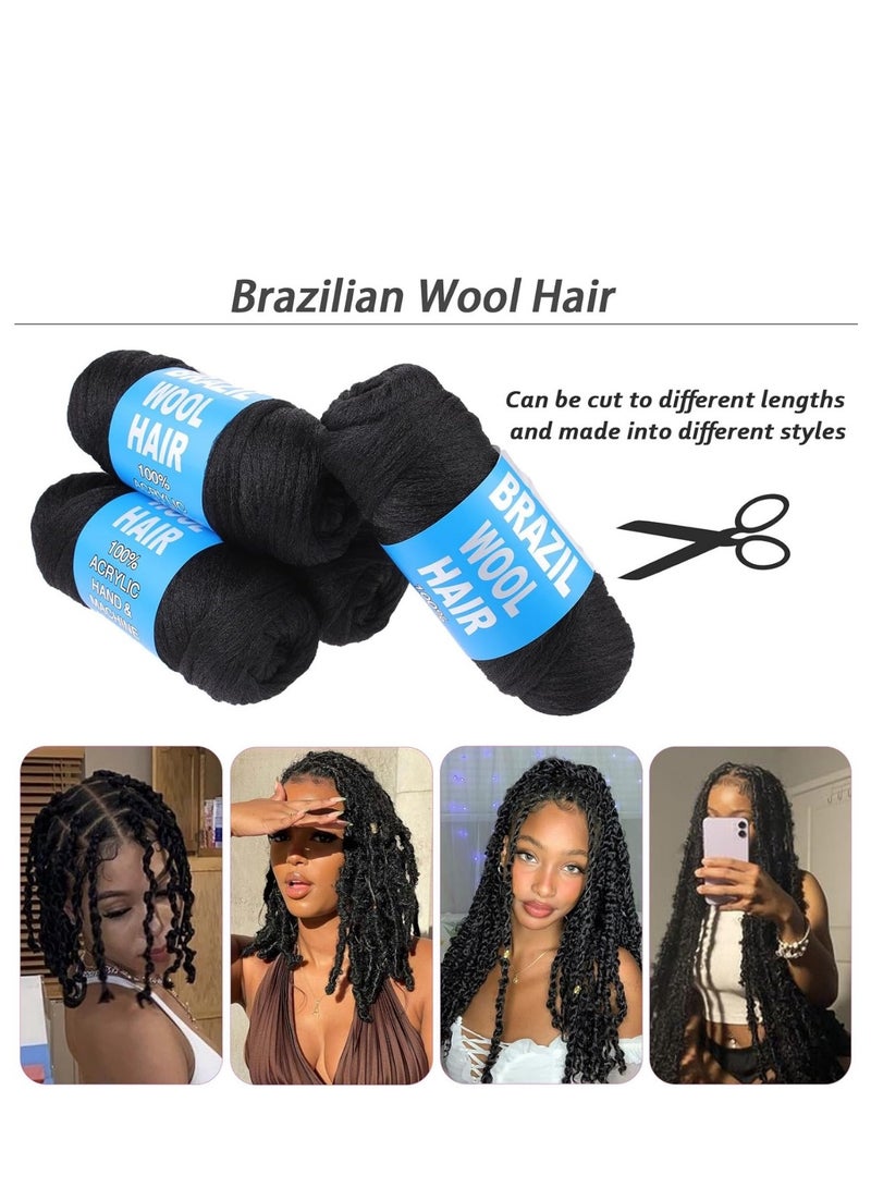 8 Brazilian Wool Synthetic Hair Rollers (#Black) - Image 3