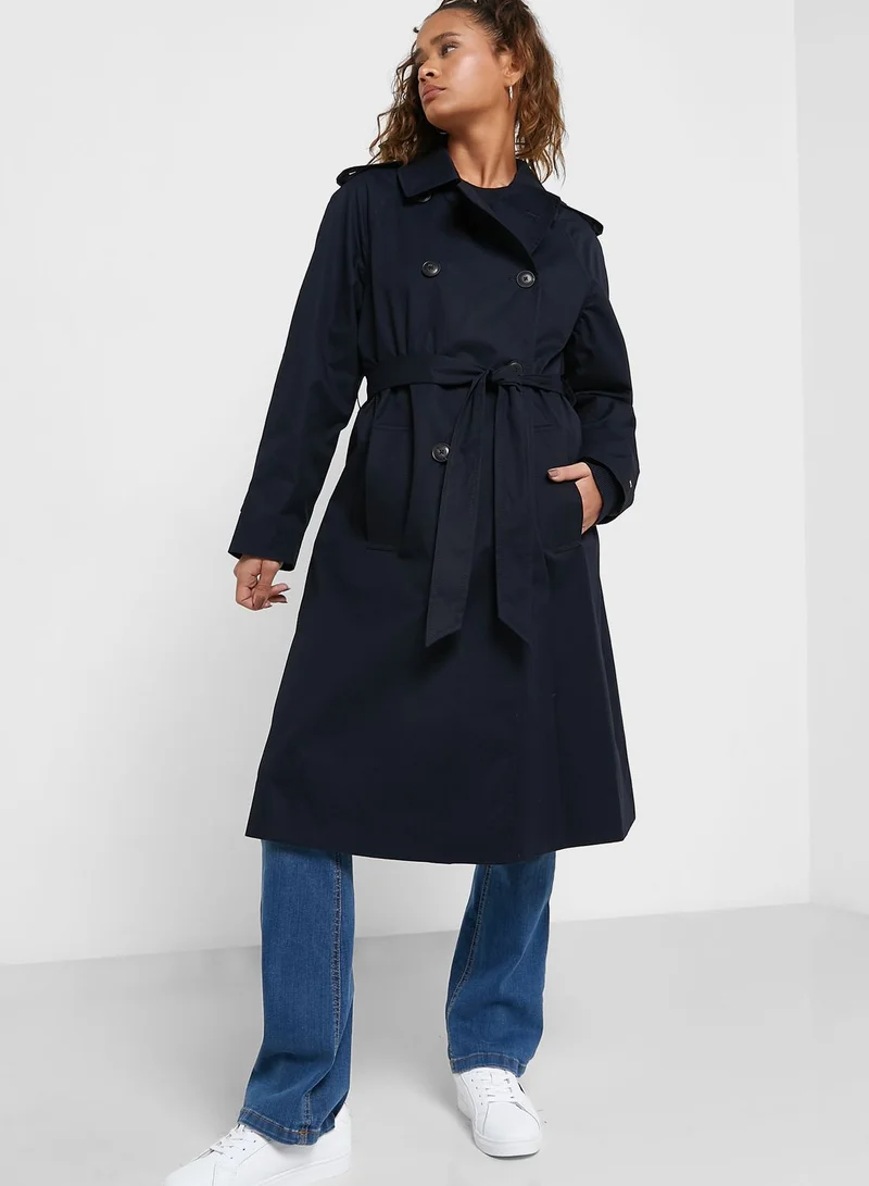 TOMMY HILFIGER Double Breasted Belt Detail Coat