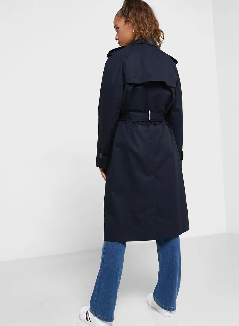 TOMMY HILFIGER Double Breasted Belt Detail Coat