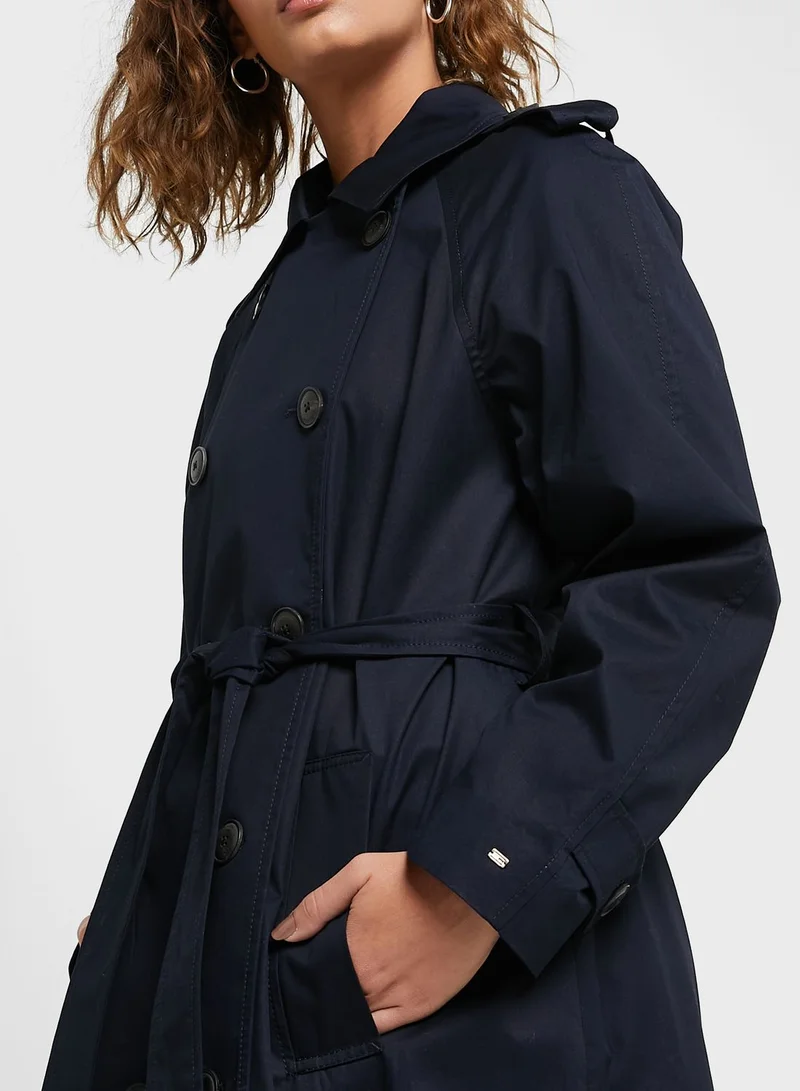 TOMMY HILFIGER Double Breasted Belt Detail Coat