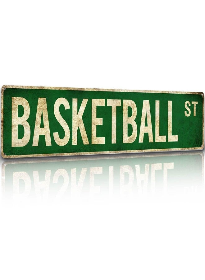 Rasonus Basketball Gifts for Boys 8-12 Accessories Basketball Room Decor Vintage Street Signs Bedroom Wall Art Gear for Teen Boys 12-14 - Image 1