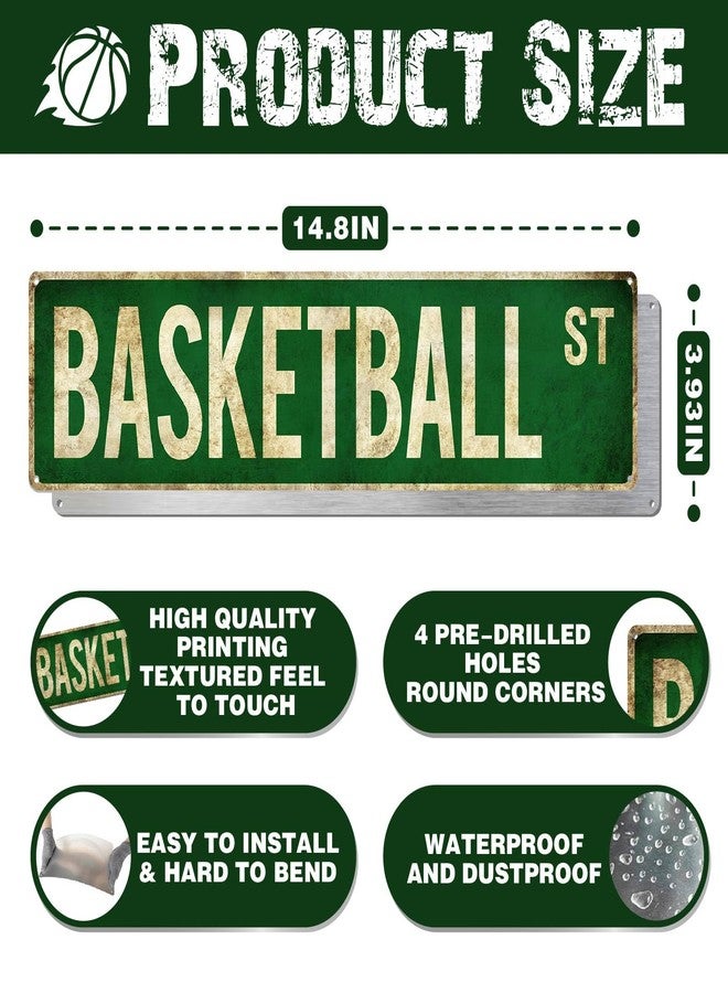 Rasonus Basketball Gifts for Boys 8-12 Accessories Basketball Room Decor Vintage Street Signs Bedroom Wall Art Gear for Teen Boys 12-14 - Image 2