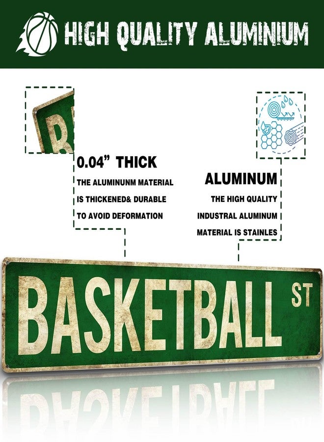 Rasonus Basketball Gifts for Boys 8-12 Accessories Basketball Room Decor Vintage Street Signs Bedroom Wall Art Gear for Teen Boys 12-14 - Image 3