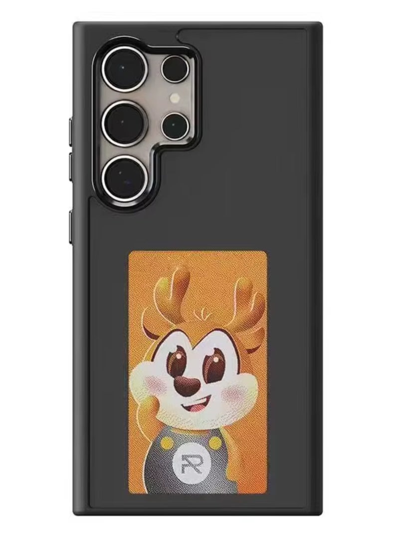 For Samsung Galaxy S24 Ultra Smart Case NFC Transmit Phone E-Ink Cases 4 Colors E Ink Screen Galaxy DIY Function Cartoon Boys Girls Phone Covers (Black, for Samsung Galaxy S24 Ultra)  - Image 1