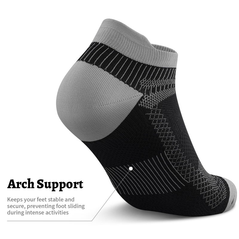 PAPLUS Low Cut Compression Socks for Men and Women (6 Pairs), No Show Ankle Compression Running Socks with Arch Support for Plantar Fasciitis, Cyling, Athletic, Flight, Travel, Nurses - Image 5