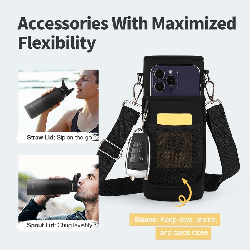 WixByti WixByti 40 oz Insulated Water Bottle with Straw (Cold for 48 Hrs)  Stainless Steel Triple Wall Vacuum Sports Water Jug  Leakproof Hydro Cup Flask with Paracord Handle & Straw Spout Lids & DIY Stickers  - Image 3
