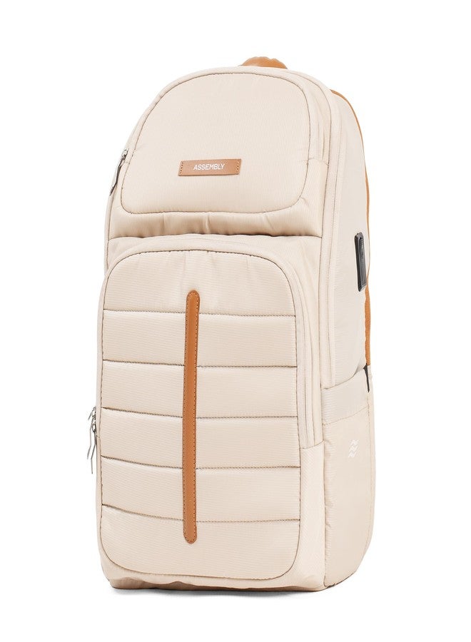 THE ASSEMBLY Assembly Odyssey Weekender Laptop Backpack, Premium Polyester with Felt-Lined 15.6" Compartment, Adjustable Straps, Water-Resistant White - Image 1