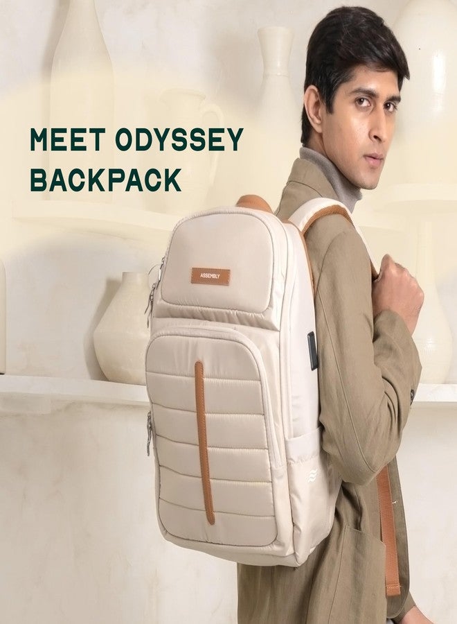 THE ASSEMBLY Assembly Odyssey Weekender Laptop Backpack, Premium Polyester with Felt-Lined 15.6" Compartment, Adjustable Straps, Water-Resistant White - Image 2
