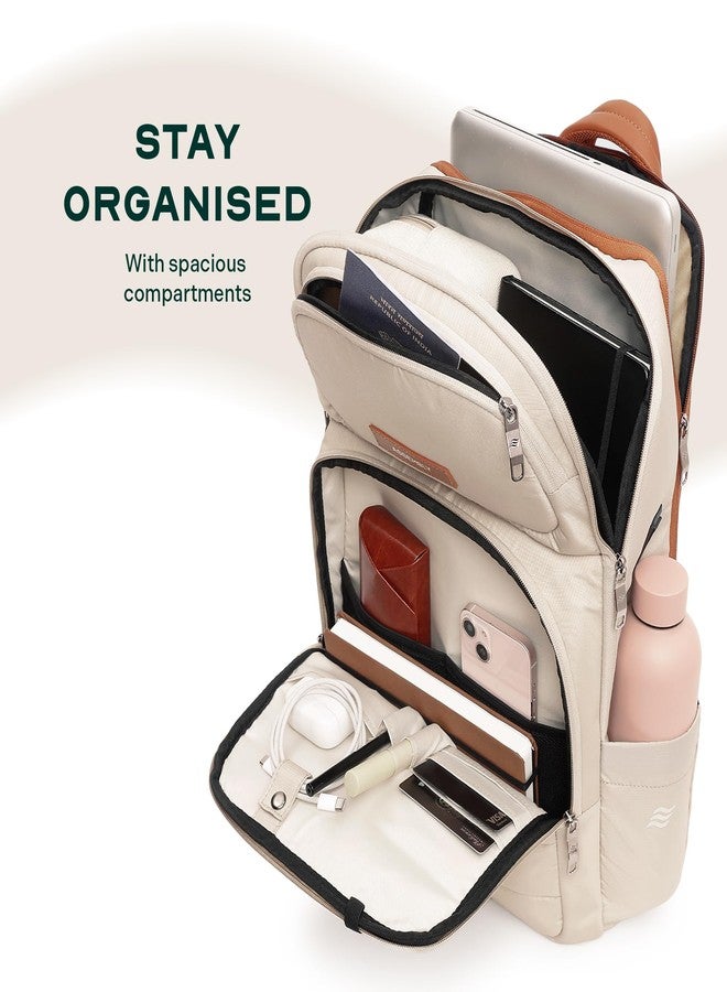 THE ASSEMBLY Assembly Odyssey Weekender Laptop Backpack, Premium Polyester with Felt-Lined 15.6" Compartment, Adjustable Straps, Water-Resistant White - Image 4