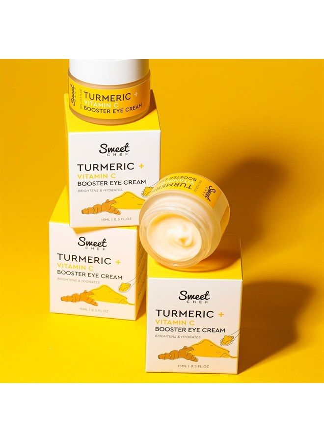 Turmeric + Vitamin C Booster Eye Cream - Hydrating Eye Cream to Help the Look of Dark Circles + Puffiness - Moisturizing Gel-Cream for Sensitive Under-Eye Skin (15ml / 0.5 oz)