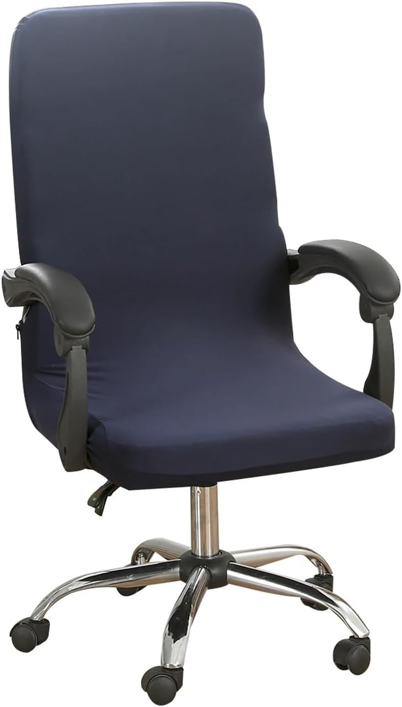 Computer Office Swivel Chair Covers with Zipper Rotating Armchair Case Desk Task Seat Slipcover Protector(Deep Blue,2Pcs) - Image 1