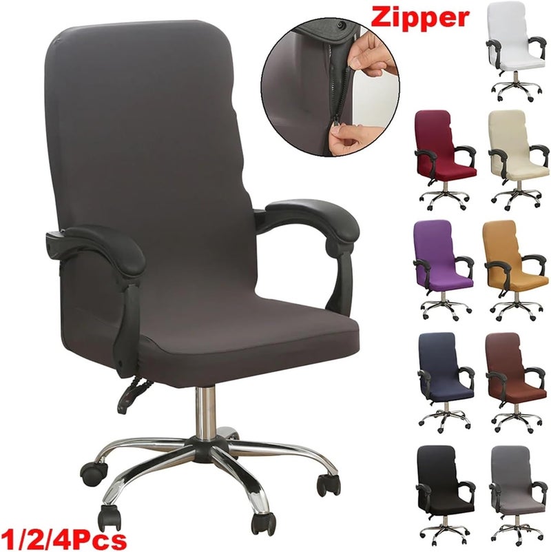 Computer Office Swivel Chair Covers with Zipper Rotating Armchair Case Desk Task Seat Slipcover Protector(Deep Blue,2Pcs) - Image 2
