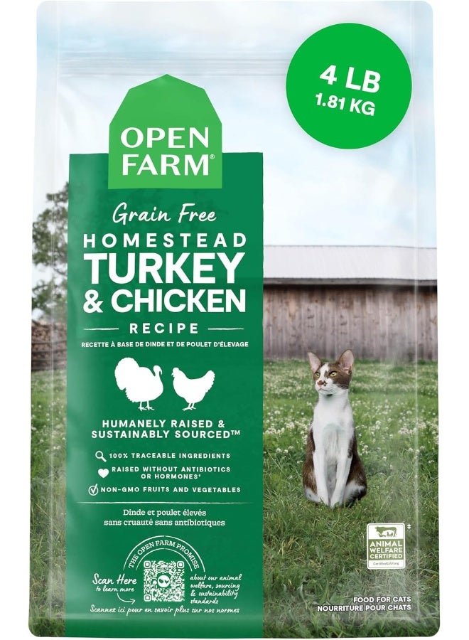 Open Farm Grain Free Homestead Turkey & Chicken Dry Cat Food - 4 LB/1.81Kg - Image 1