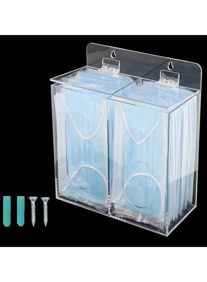 TPGP Acrylic Face Mask Dispenser Box, Clear Mask Glove Holder, Wall Mounted or Countertop Hygiene Station with Lid for Disposable Masks, Gloves, Shoe Covers, Hairnets  - Image 1