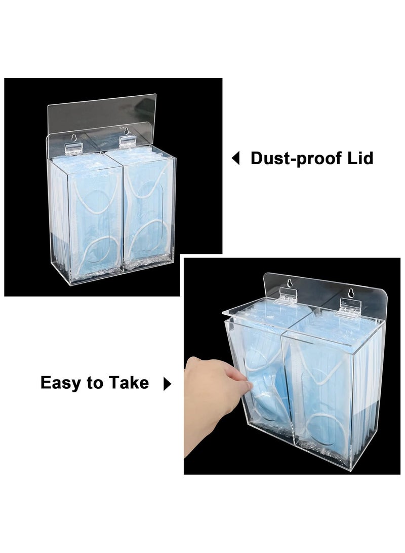 TPGP Acrylic Face Mask Dispenser Box, Clear Mask Glove Holder, Wall Mounted or Countertop Hygiene Station with Lid for Disposable Masks, Gloves, Shoe Covers, Hairnets  - Image 2