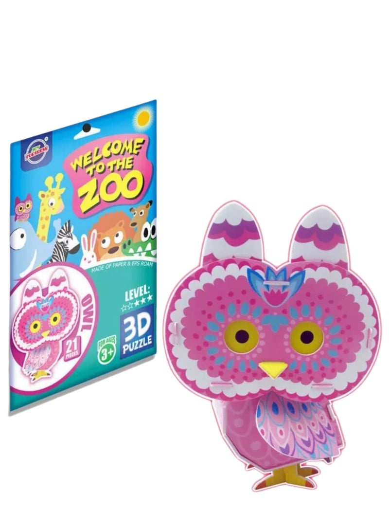Kids' Zoo Animals DIY Puzzle: 3D Owl Paper Model Kit - Easy Build Educational Toy to Boost Spatial IQ - Image 1