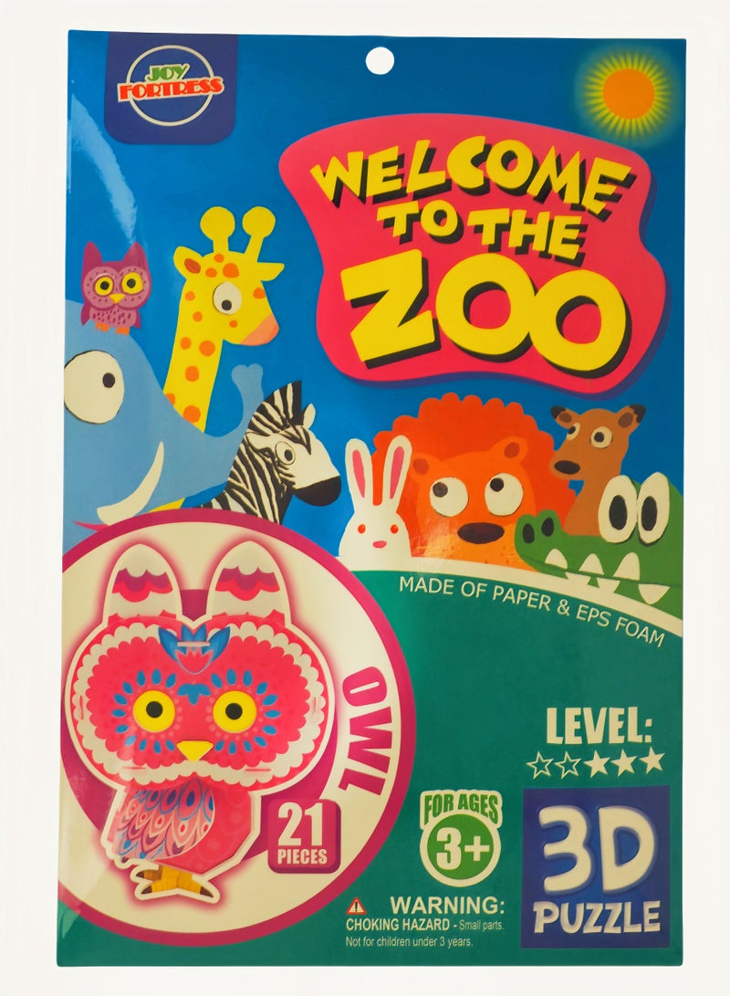 Kids' Zoo Animals DIY Puzzle: 3D Owl Paper Model Kit - Easy Build Educational Toy to Boost Spatial IQ - Image 2