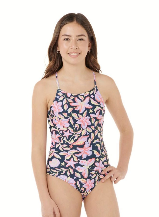 RIP CURL Girls' Sunset Skies One Piece Swimsuit, Navy, 12 - Image 1