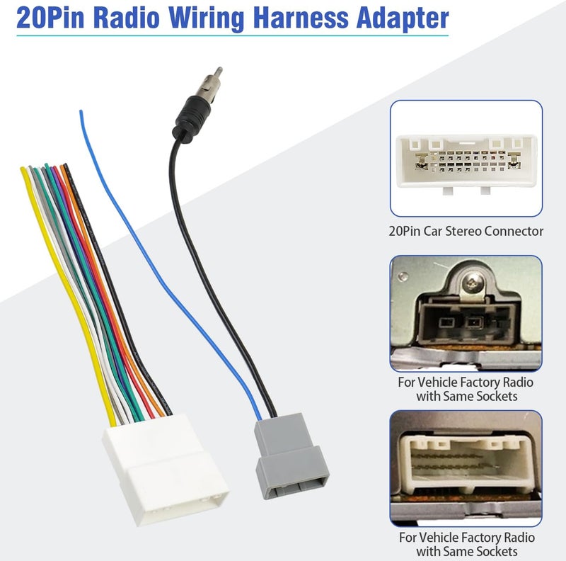 Jayubien 20Pin Wiring Harness for Nissan Radio Wire Antenna Adapter Kit - Image 3