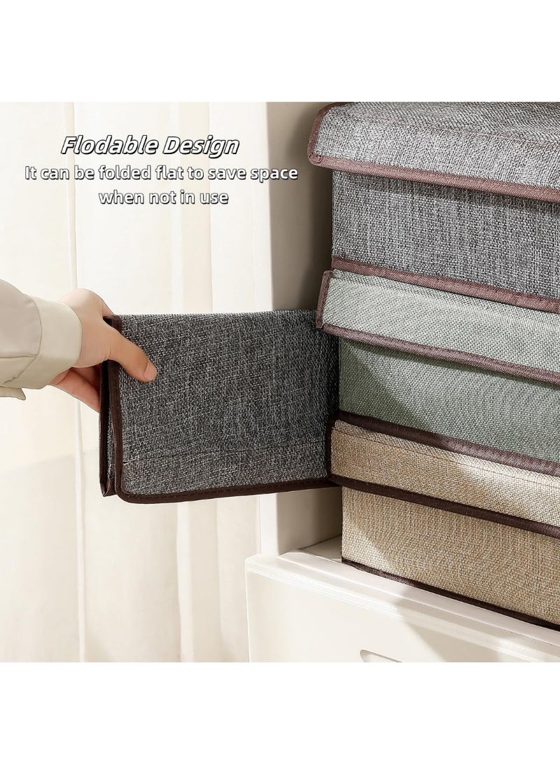 LOKIPA Sock Underwear Organizer Divider with Lid, (1+12/1+16) Cells Drawer Fabric Foldable Cabinet Closet Storage Boxes for Storing Socks, Underwear, Ties (Beige/Gray) - Image 5