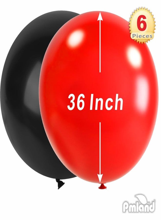 PMLAND 36 Inch Giant Red and Black Jumbo Latex Balloons (6 Pcs) - Helium Quality for Party Decorations, Birthday, Wedding, Graduation, Photo Backdrop, Balloon Arch, Baby Shower & Events - Image 2