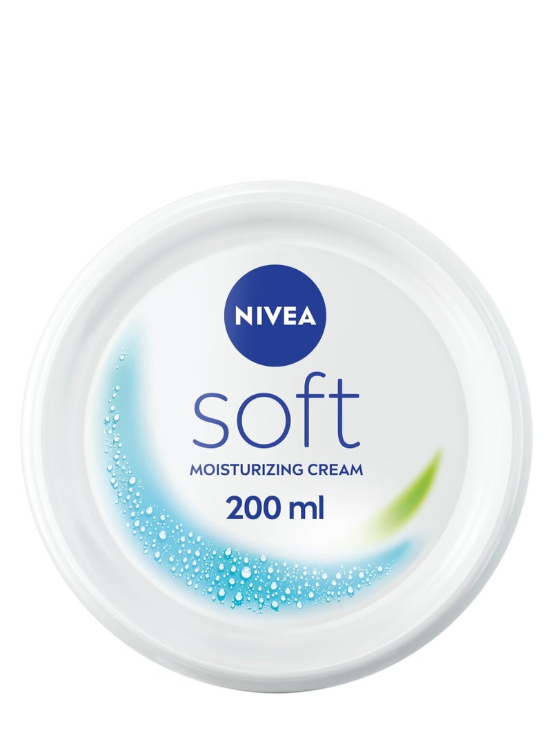 نيفيا كريم مرطب ناعم، كريم مرطب للوجه والجسم واليدين بفيتامين E وزيت الجوجوبا، كريم لليدين يرطب بعمق، كريم نهاري متعدد الأغراض، عبوة 200 مل