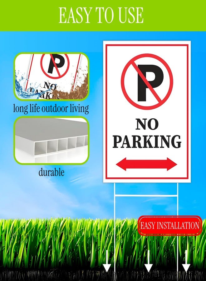 ULVEOL Pack of 3 No Parking Signs with H Stake 12" x 8" inch - Plastic Private Property No Parking Sign for Outdoor Driveway Yard Lawn Decorations - Driveway Sign for Indoor & Outdoor - Image 3