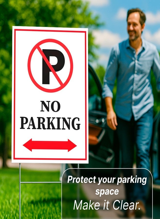 ULVEOL Pack of 3 No Parking Signs with H Stake 12" x 8" inch - Plastic Private Property No Parking Sign for Outdoor Driveway Yard Lawn Decorations - Driveway Sign for Indoor & Outdoor - Image 4