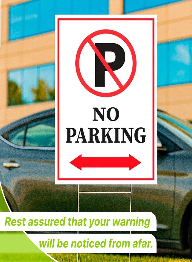 ULVEOL Pack of 3 No Parking Signs with H Stake 12" x 8" inch - Plastic Private Property No Parking Sign for Outdoor Driveway Yard Lawn Decorations - Driveway Sign for Indoor & Outdoor - Image 5