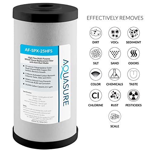 Aquasure Fortitude V2 Series AFSPX25HFS SedimentCarbonSiliphos AntiRust Media Bacteria Scale Inhibitor Triple Purpose Whole House Replacement Filter Cartridge For ASFS25SPX Standard Size - Image 3