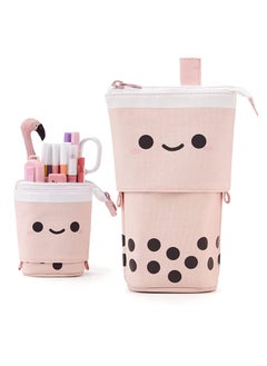 Standing Pencil Case Cute Pencil Pouch for Girls & Boys Korean Boba Pop Up Stationery Pouch Makeup Cosmetic Bag Organizer Box, Pen Pencil Pouches for Girls Boys Kids Adults School students