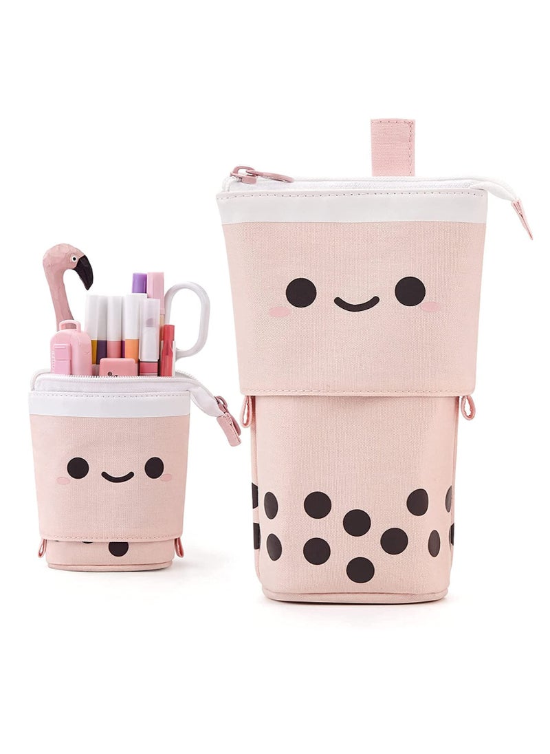 STAUD - Standing Pencil Case Cute Pencil Pouch for Girls & Boys Korean Boba Pop Up Stationery Pouch Makeup Cosmetic Bag Organizer Box, Pen Pencil Pouches for Girls Boys Kids Adults School students - Image 1