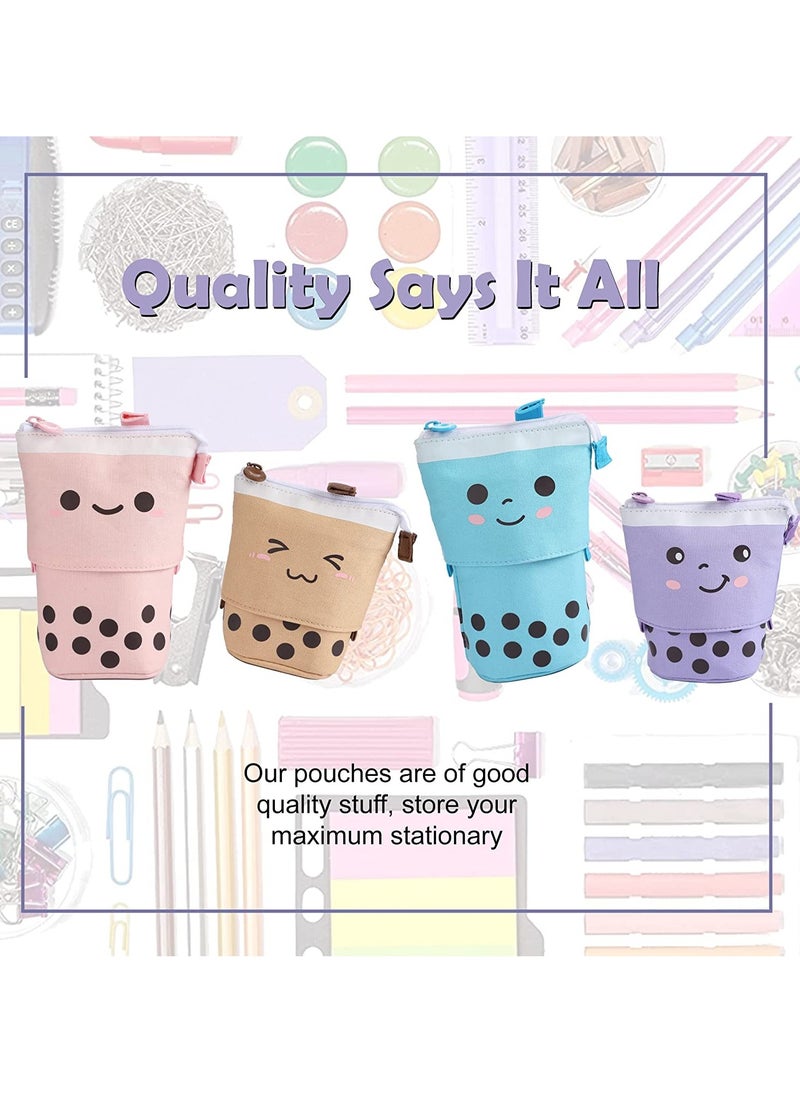 STAUD - Standing Pencil Case Cute Pencil Pouch for Girls & Boys Korean Boba Pop Up Stationery Pouch Makeup Cosmetic Bag Organizer Box, Pen Pencil Pouches for Girls Boys Kids Adults School students - Image 1