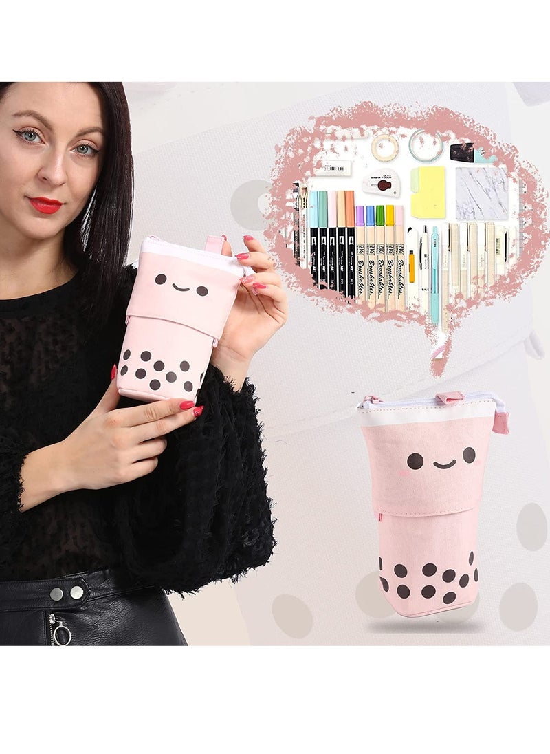 STAUD - Standing Pencil Case Cute Pencil Pouch for Girls & Boys Korean Boba Pop Up Stationery Pouch Makeup Cosmetic Bag Organizer Box, Pen Pencil Pouches for Girls Boys Kids Adults School students - Image 1
