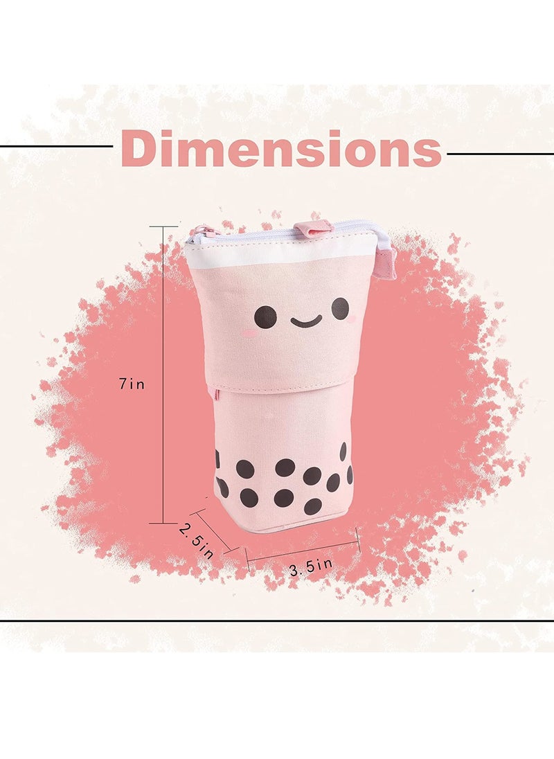 STAUD - Standing Pencil Case Cute Pencil Pouch for Girls & Boys Korean Boba Pop Up Stationery Pouch Makeup Cosmetic Bag Organizer Box, Pen Pencil Pouches for Girls Boys Kids Adults School students - Image 1