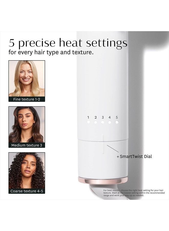 T3 - SinglePass Curl Professional Curling Iron Custom Blend Ceramic Long Barrel Curling and Wave Iron with Adjustable Heat Settings for Shiny Smooth Curls and Waves, 1 ½ inch, White/Rose Gold - Image 1