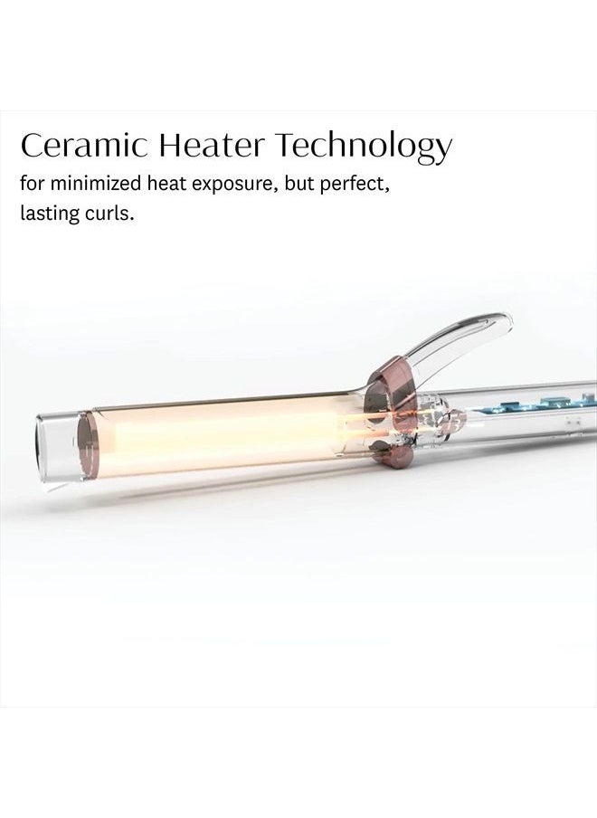 T3 - SinglePass Curl Professional Curling Iron Custom Blend Ceramic Long Barrel Curling and Wave Iron with Adjustable Heat Settings for Shiny Smooth Curls and Waves, 1 ½ inch, White/Rose Gold - Image 1