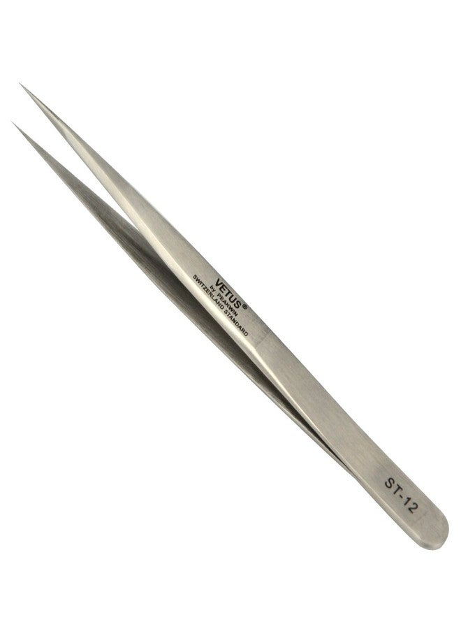 Qeelasee 1 PC Vetus Pointed Perfect Craft Fine Angled Removal Stainless Steel Tip Straight Tweezers For Professional Grafting Eyelash extension False Eyelash Nail Art ST-12 - Image 3