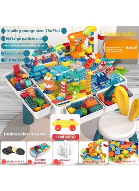 Large Particle Block Table Compatible Lego Assembly Boys Girls Children's Kindergarten Game Toy Table Drawing-Color:Oversized Square Table +4 Storage Heightening +286 Large + Chair