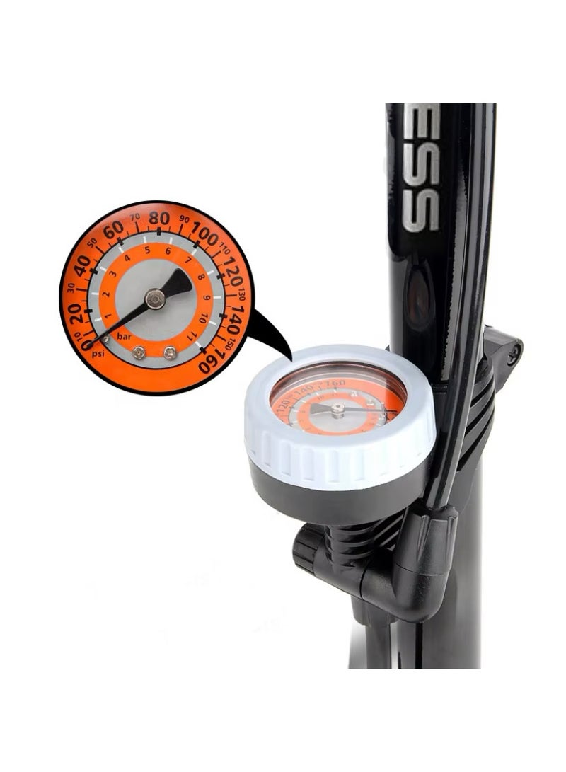 ENDLESS  EL1052 160 PSI Portable Road Bike, Bicycle Floor Hand Air Pump | Black | Material : Alloy Steel | Tire Inflator with Gauge, Rotatable Pipe Knob for Convenience | For All Inflating Purpose - Image 2