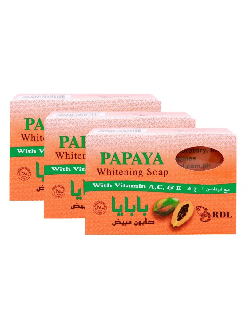 Papaya lightening soap, 3 pieces, orange, 3 x 135 grams