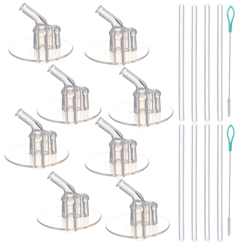 Qboyi Replacement Straws for Thermos Funtainer 12 Ounce Bottle(F401), 8 Sets(8 pcs Silicone Sipper Straws, 8 pcs Silicone Straw stems and 2pcs Straw Cleaning Brushes) - Image 1