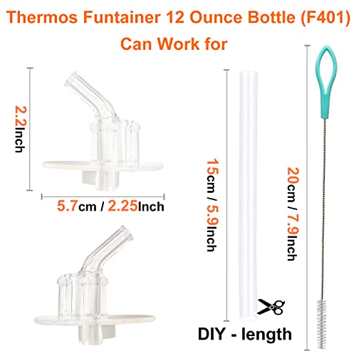 Qboyi Replacement Straws for Thermos Funtainer 12 Ounce Bottle(F401), 8 Sets(8 pcs Silicone Sipper Straws, 8 pcs Silicone Straw stems and 2pcs Straw Cleaning Brushes) - Image 2