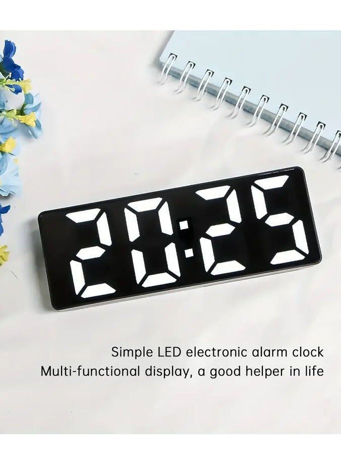 ساعة منبه رقمية LED أنيقة مع التحكم الصوتي ودرجة الحرارة وعرض التاريخ - مثالية للطلاب وديكور المنزل (أسود) - Image 4